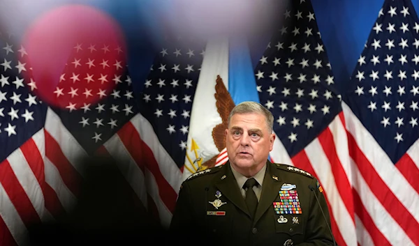 Chairman of the Joint Chiefs of Staff U.S. General Mark Milley addresses the media during a meeting of NATO defense ministers at NATO headquarters in Brussels, Thursday, June 15, 2023. (AP)