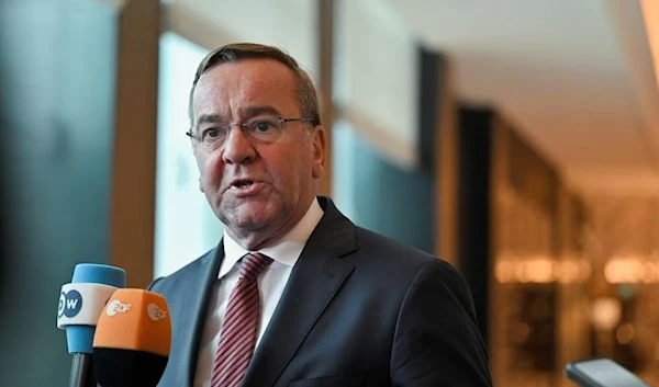 Germany's Minister of Defence, Boris Pistorius, speaks to the media on the sidelines of the 20th IISS Shangri-La Dialogue in Singapore, June 3, 2023. (Reuters)