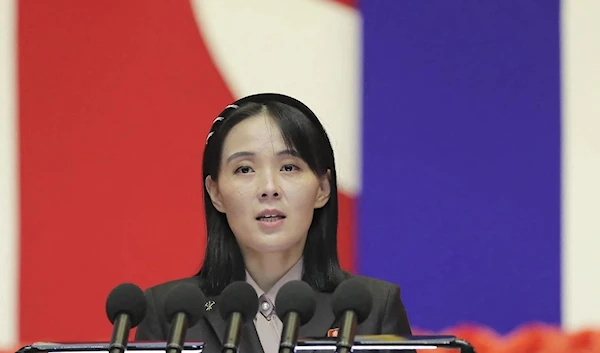 Kim Yo Jong, the sister of DPRK's leader Kim Jong Un, speaks at the National Emergency Prevention General Meeting in Pyongyang in 2022.  (AFP)