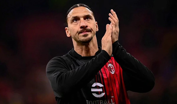 Zlatan Ibrahimovic gestures to his fans during a football match (AFP)