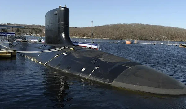 The Virginia-class fast attack submarine USS Colorado (SSN 788) is seen before at the commissioning ceremony at Naval Submarine Base New London in Groton, Conn., March 17, 2018. (AP)