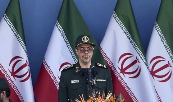 Chief of Staff of Iran's Armed Forces General Mohammad Hossein Bagheri delivers a speech during a military parade in Iran, on September 21, 2016. (AP)