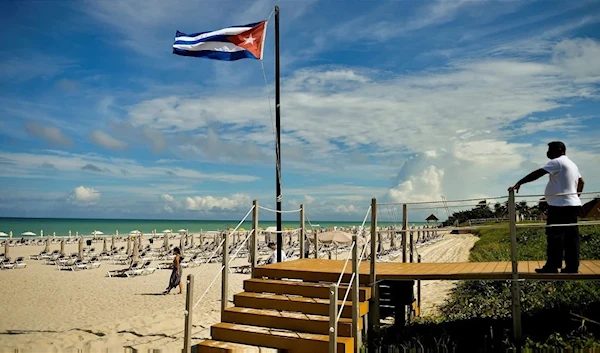 The Cuban flag at the Melia Varadero International Hotel in Matanzas Province (AFP)