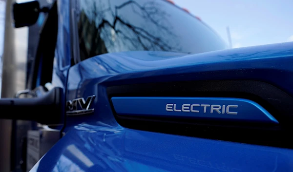 An International Electric MV Series truck on display in Austin, Texas, Unites States of America, Feb. 22, 2023. (AP)