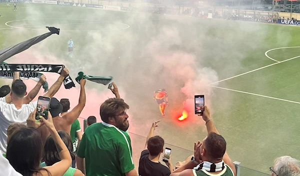 Israeli fans launch flares onto pitch after Palestine chants in Malta