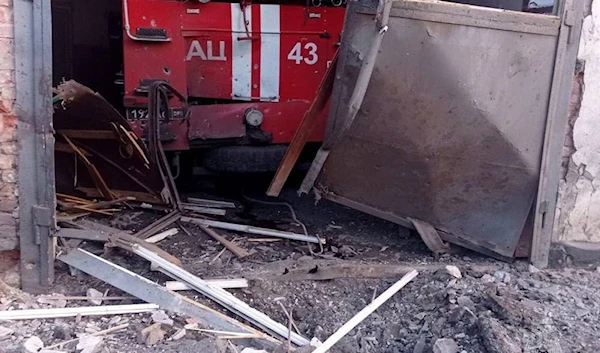 Damage in the Gorlovka Fire Station