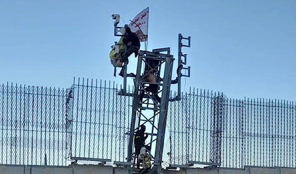 Lebanese Resistance dismantles IOF surveillance cameras undetected at the Lebanese withdrawal line, South Lebanon on July 12, 2023. (Social media)