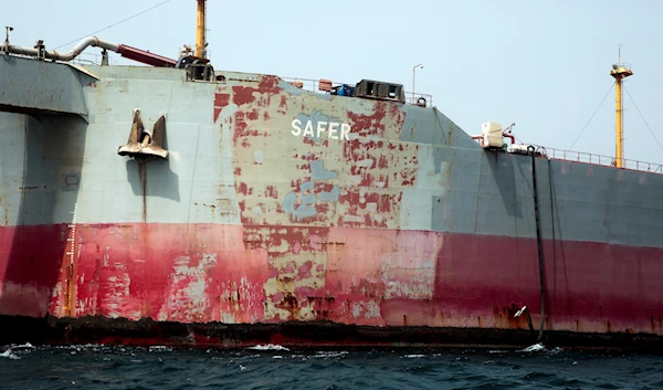 Safer tanker is seen on Monday, June 12, 2023, off the coast of Yemen. Safer has posed an environmental threat since 2015, as it decayed and threatened to spill its contents of 1.14 million barrels into the Red Sea and Indian Ocean.