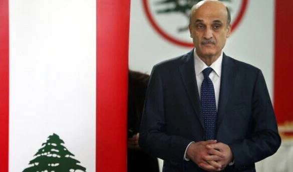 Samir Geagea, leader of the Christian Lebanese Forces party, enters a hall to meet with his senior party officials, Lebanon, April 4, 2014(AP)