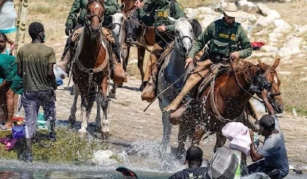 Images of mounted US Border Patrol agents attacking Haitian migrants in 2022. (AFP)