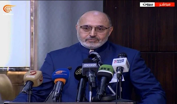 Chairman of the Board of Director of Al Mayadeen Ghassan Ben Jeddou speaks at the Arab Nationalist Congress in Beirut, Lebanon, on July 30, 2023.