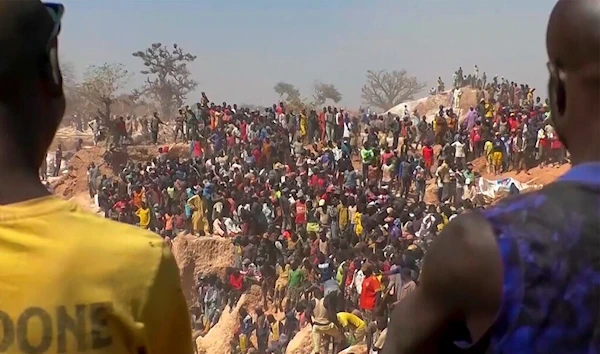 This image from video shows the scene of a gold mine collapse in the Maradi region village of Dan Issa, Niger, near the border with Nigeria Sunday Nov. 7, 2021. (AP)