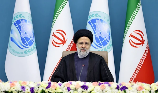 Iranian President Ebrahim Raisi attends a virtual meeting of the Shanghai Cooperation Organization, Tehran, Iran, July 4 2023. (Iranian Presidency/Handout)