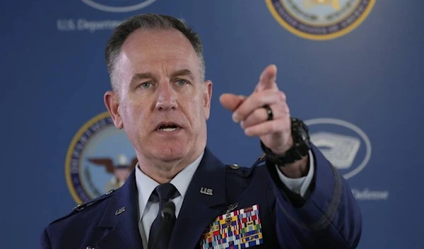 Pentagon spokesman Air Force Brig. Gen. Patrick Ryder points to someone while speaking at a briefing at the Pentagon in Washington, D.C. on Tuesday, May 9, 2023. (AP)