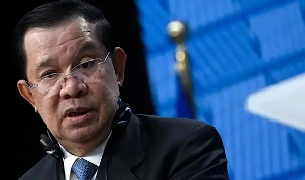 Cambodian Prime Minister Hun Sen speaks at a press conference during the EU-ASEAN (Association of Southeast Asian Nations) summit at the European Council headquarters in Brussels on December 14, 2022. (AFP)