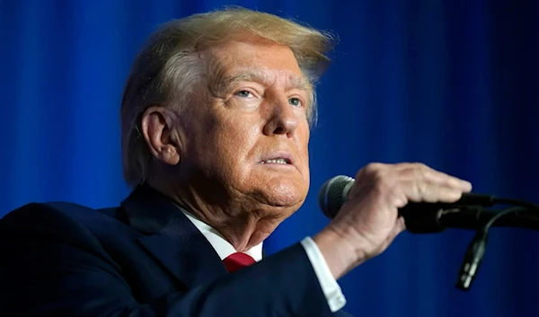 Former President Donald Trump speaks at the New Hampshire Federation of Republican Women Lilac Luncheon on June 27, 2023. (AP)