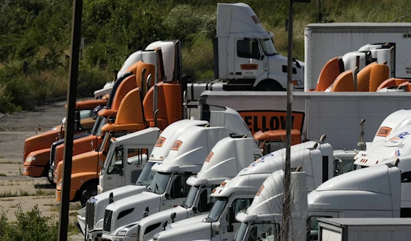 Yellow Corp. trucks are seen at YRC Freight terminal, Friday, July 28, 2023. (AP)