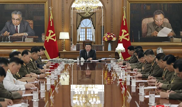 North Korean government undated photo showing Kim Jong Un attending a meeting of the North Korean ruling Workers' Party's central military commission in Pyongyang on August 9, 2023. (AP)