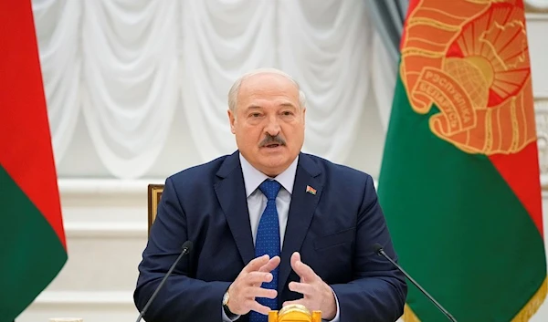 Belarusian President Alexander Lukashenko speaks during a meeting with foreign correspondents, in Minsk, Belarus, Thursday, July 6, 2023. (AP)