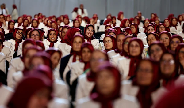 Members of the Ashraf-3 camp at the Iranian terror group's headquarters in Albania, where up to 3,000 MEK members reside at Ashraf-3 camp in Manza, Albania, Thursday, June 23, 2022 (AP)