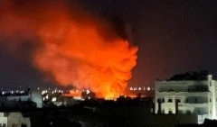 Image showing the explosion and fire in the vicinity of Damascus, Syria, on August 13, 2023. (Social Media)