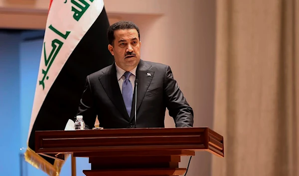 Mohammed Shia Al-Sudani, then-candidate for Iraq's prime minister position, speaks during the parliamentary session to vote on the new government in Baghdad, Iraq, October 27, 2022 (AP)