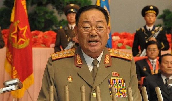 Hyon Yong Chol, defense minister of the DPRK, giving a speech at a national meeting, December 29, 2012