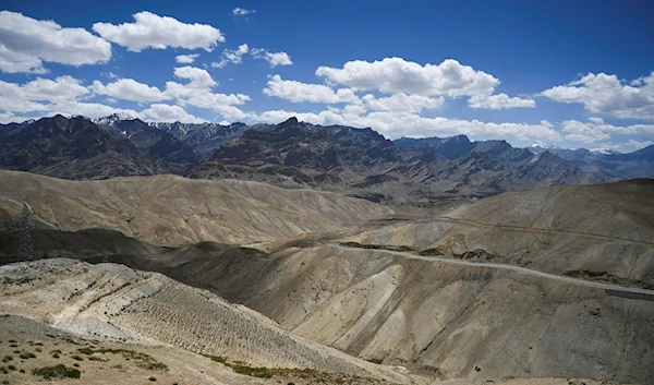 A photograph taken on June 21, 2020 shows a view of the highway through Karakoram mountans connecting Kashmir valley with Ladakh. (AFP)