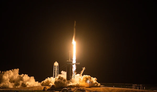 The SpaceX Falcon 9 rocket carrying the Inspiration4 crew launches from Pad 39A at NASA's Kennedy Space Center in Cape Canaveral, Florida Sept. 15, 2021 (AFP)