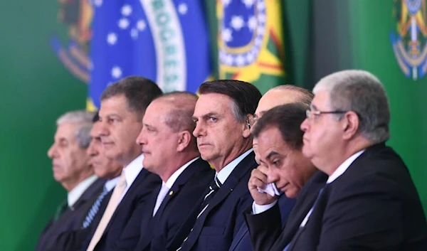 Brazil's former President Jair Bolsonaro with some of his ministers in Brasilia on January 2, 2019 (AFP)