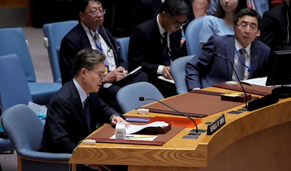 Hwang Joon-kook, South Korea’s UN ambassador, speaks during a meeting of the United Nations Security Council to discuss the situation in the DPRK, Aug. 17, 2023, at United Nations headquarters (AP)