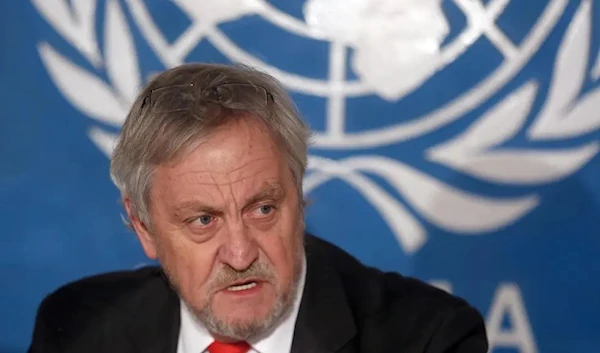 Nicholas Haysom speaks during a press conference in Kabul on Feb. 18, 2015. (AP)