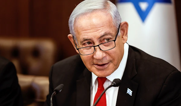 Israeli Prime Minister Benjamin Netanyahu attends a cabinet meeting at the prime minister's office in occupied Al-Quds, occupied Palestine, Aug. 20, 2023 (AP)