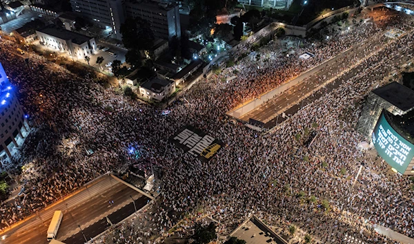 Israelis protest against plans by Prime Minister Benjamin Netanyahu's government to overhaul the judicial system in 'Tel Aviv', occupied Palestine, Aug. 19, 2023 (AP)