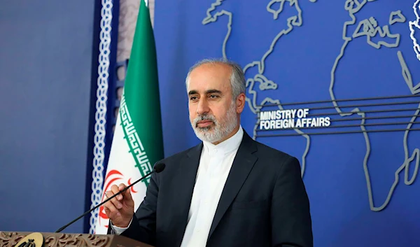 the spokesperson of the Ministry of Foreign affairs, Nasser Kanaani, speaks on Monday, August 15, 2022, in Tehran, Iran (AP)