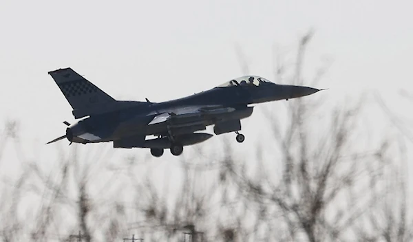 A US air force F-16 fighter jets seen at the Osan Air Base in Pyeongtaek , South Korea, Nov.4,2022. (AFP)