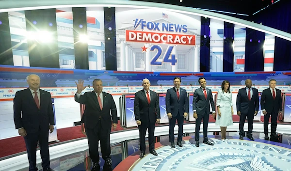 The eight Republican presidential candidates at the first debate on August 23, 2023 in Milwaukee (AP)