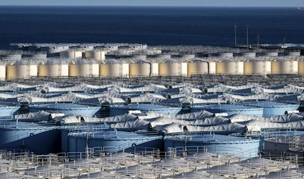 Storage tanks for contaminated water at the Tokyo Electric Power Company's (TEPCO) Fukushima Daiichi nuclear power plant, Okuma, Fukushima prefecture, January 20, 2023. (AFP)