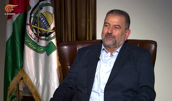 Deputy Chief of Hamas's Political Bureau, Saleh Al-Arouri, during an exclusive interview with Al Mayadeen aired on August 25, 2023. (Al Mayadeen)