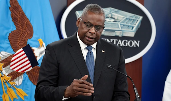 Secretary of Defense Lloyd Austin speaks during a news conference at the Pentagon in Washington, July 18, 2023 (AP)