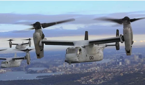 Three MV-22 Osprey aircraft were photographed off Sydney in June. (AFP)