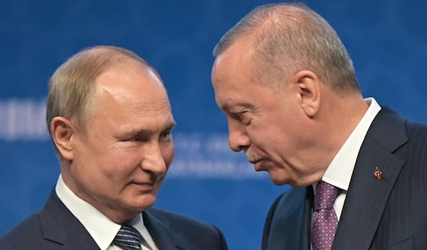 Russian President Vladimir Putin (left) and Turkish President Recep Tayyip Erdogan attend an inauguration ceremony of a new gas pipeline "TurkStream" on January 8, 2020 in Istanbul (AFP via Getty Images)