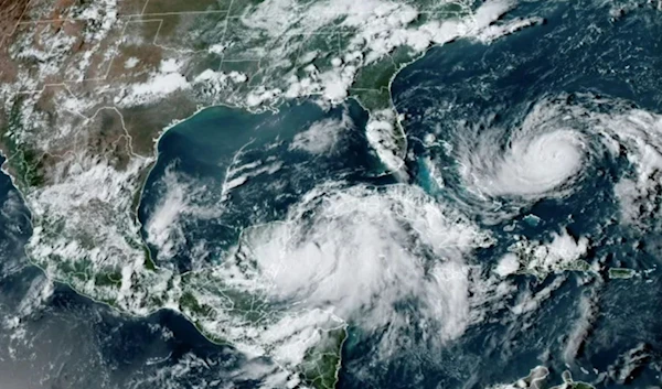 Tropical Storm Idalia is seen off the coast of Mexico in an image obtained from the National Oceanic and Atmospheric Administration. (AFP)