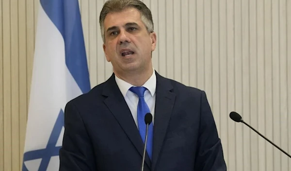 Israeli Foreign Minister Eli Cohen talks to the media during a press conference at the Presidential palace in capital Nicosia, Cyprus, on March 31, 2023. (AP)