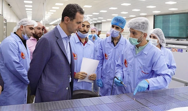 President Al-Assad visits power station, site of wildfire in Latakia.