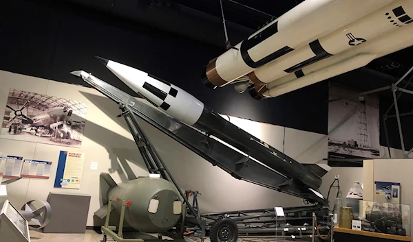 An "Honest John" surface-to-surface rocket, July 15, 2020, at the National Museum of Nuclear Science and History in Albuquerque, New Mexico (AP)