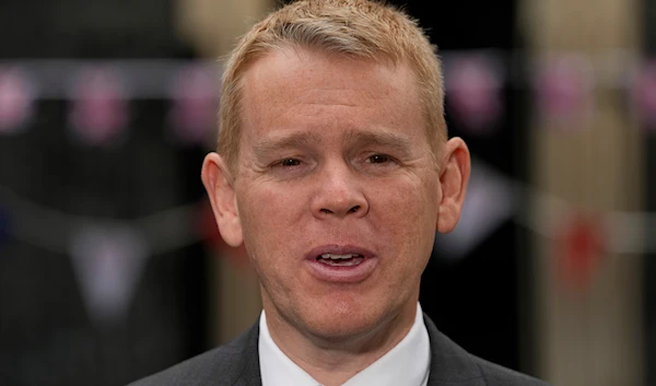 Prime Minister of New Zealand Chris Hipkins speaks to the media after meeting Britain's Prime Minister Rishi Sunak, in Downing Street, in London, Friday, May, 5, 2023. (AP)