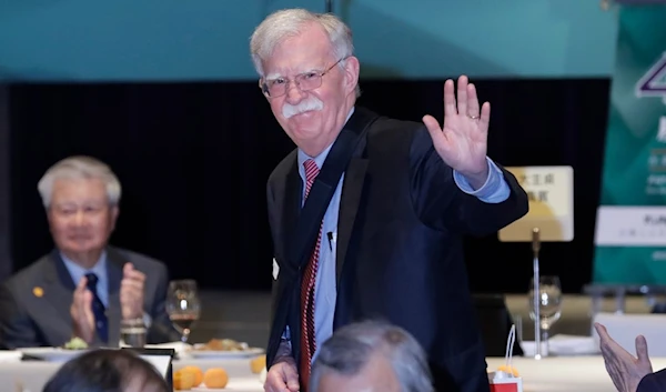 Former US national security advisor John Bolton waves at the 40th anniversary celebration of Formosan Association for Public Affairs in Taipei, Taiwan, Monday, May 1, 2023. (AP)