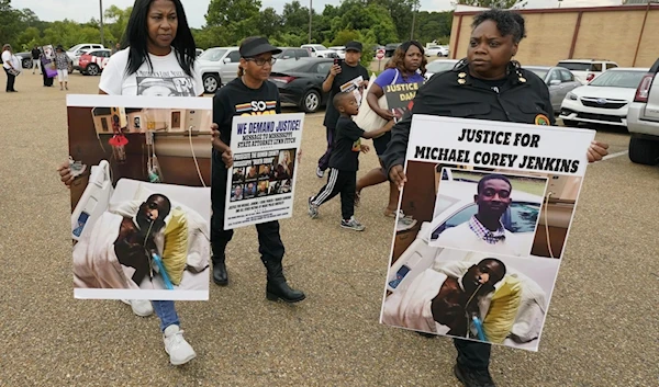 Activists march towards the Rankin Country Sheriff's office in Brandon, Miss., Wednesday, July 5, 2023, calling for the termination and prosecution of Rankin County Sheriff Byran Bailey. (AP)