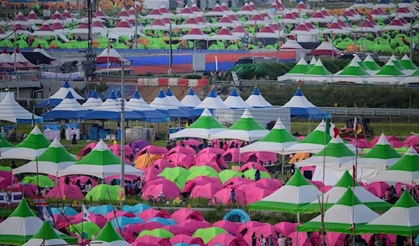 A general view shows the campsite of the World Scout Jamboree in Buan, North Jeolla province on August 5, 2023. (AFP)